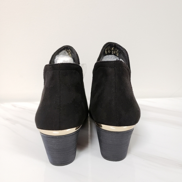 Black Faux Suede Booties Women's - Picture 3 of 5